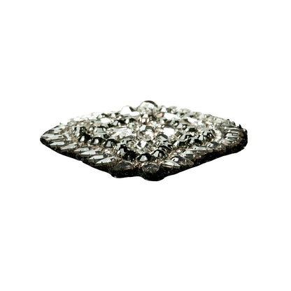 Silver and Gray Abstract Beaded Rhinestone Applique - 4.375" x 3" Detail