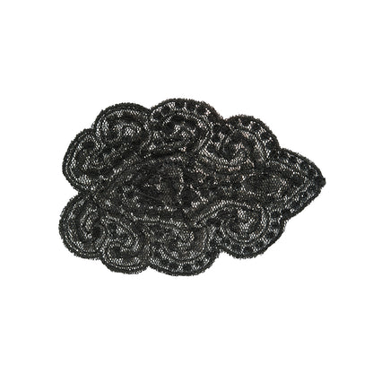 Crystal and Gray Abstract Beaded Rhinestone Applique - 3.5 x 2.375 - Folded