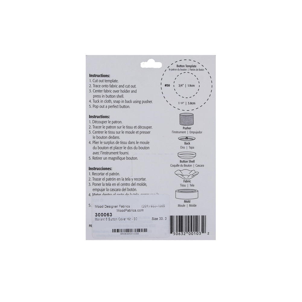Maxant Button Cover Kit Size 30 - 6ct Detail