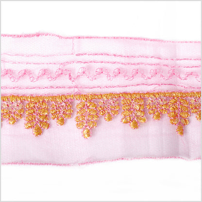 Pink/Gold Metallic Emboidered Trim