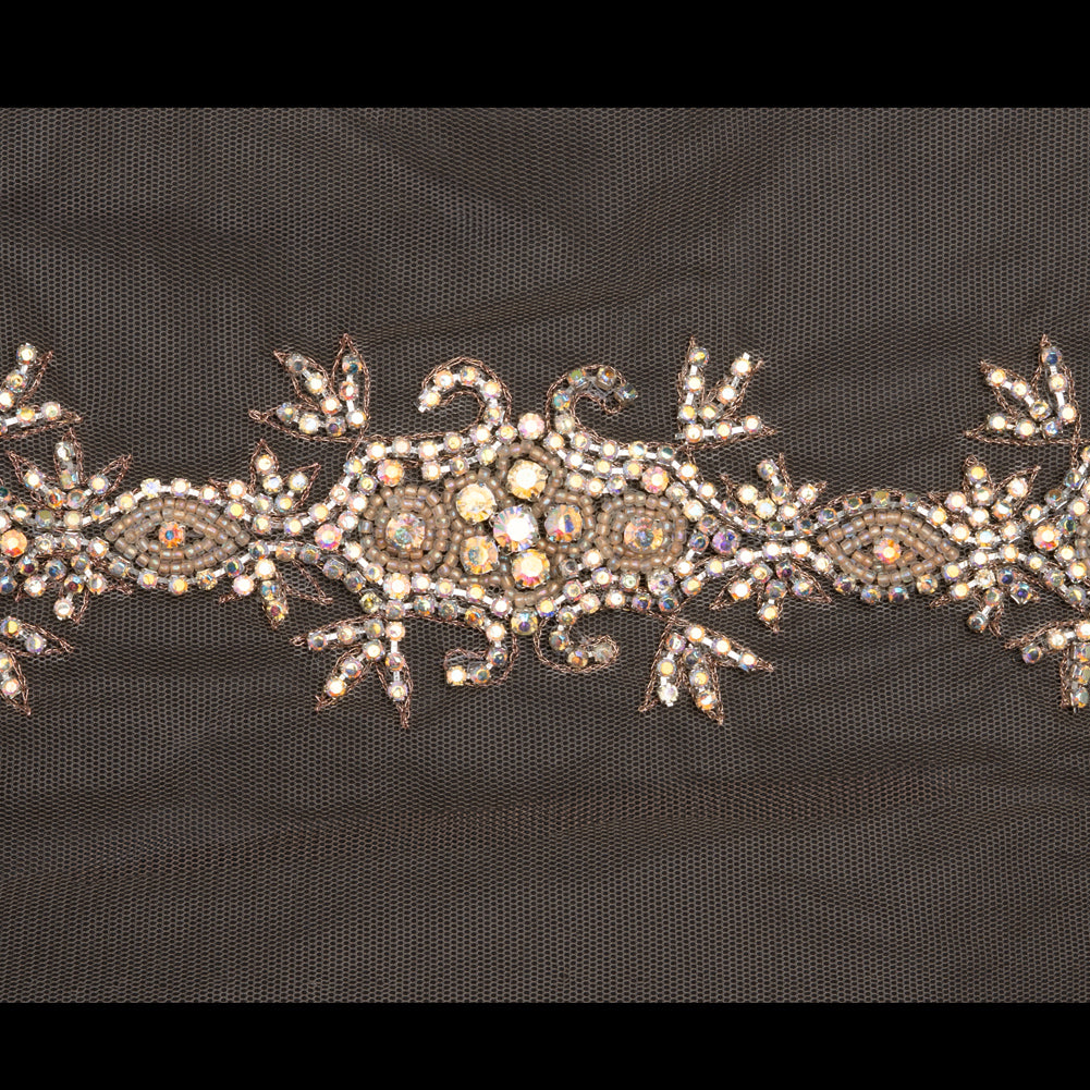 Silver/Champagn Fancy Beaded Trim - Folded
