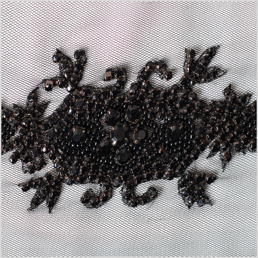 2.5" Black Fancy Beaded Rhinestone Trim