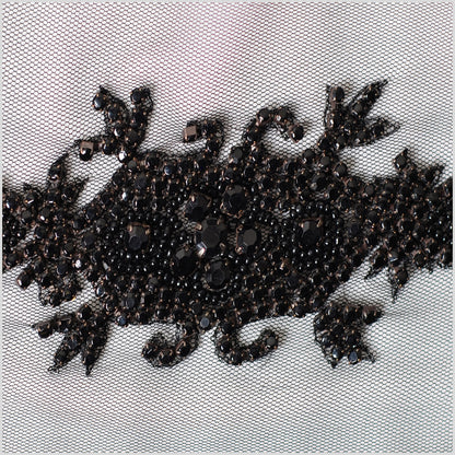 2.5" Black Fancy Beaded Rhinestone Trim