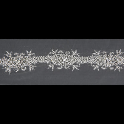 2.5" Crystal Silver Fancy Beaded Rhinestone Trim