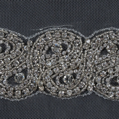 Clear Crystal Rhinestone Beaded Trim - 1.5 - Detail