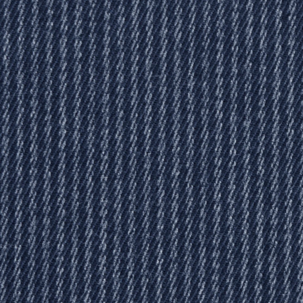 Famous NYC Designer Navy Chalk Striped Cotton Twill Detail