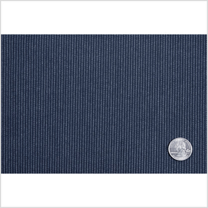 Famous NYC Designer Navy Chalk Striped Cotton Twill Full