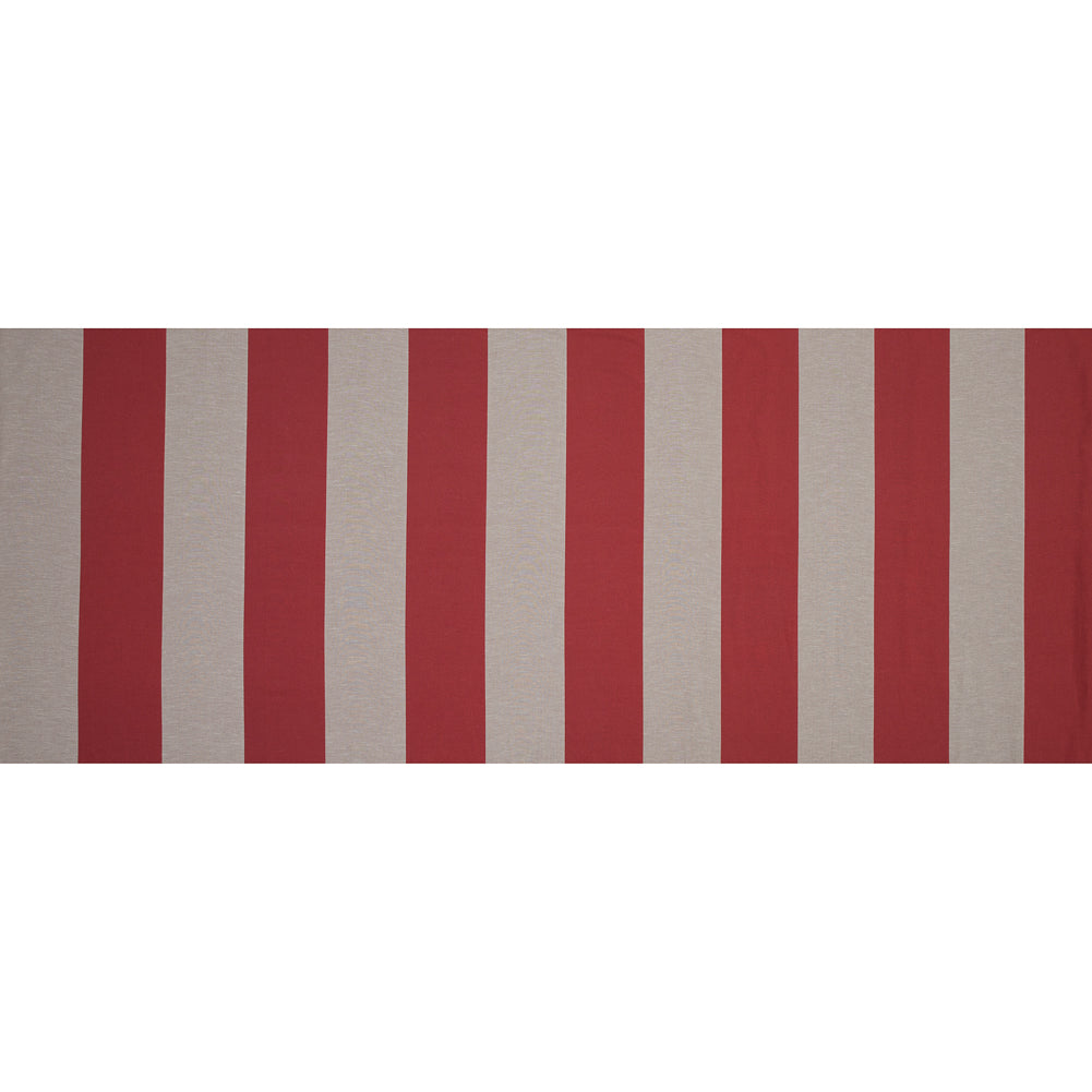 Famous NYC Designer Taupe/Rust Striped Italian Linen - Full