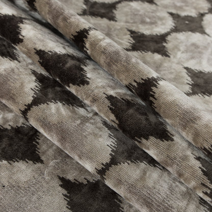 Oyster Gray Geometric Ikat Velvet - Folded