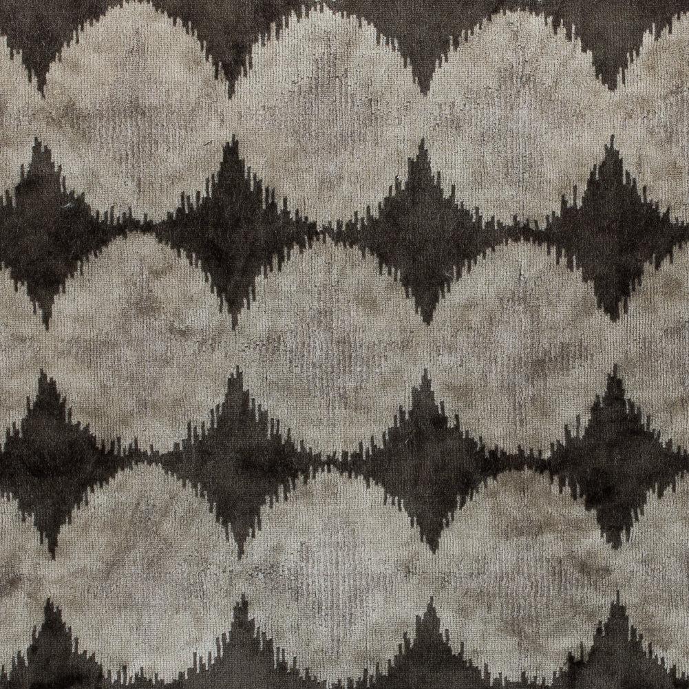Oyster Gray Geometric Ikat Velvet