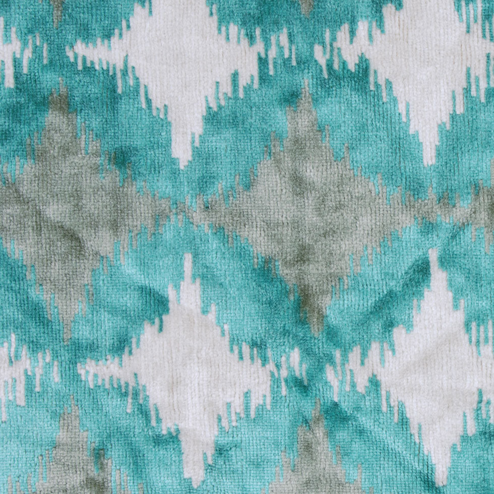 Teal Ikat Velvet