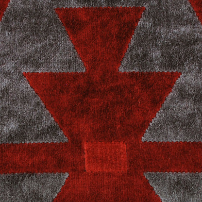 Red Geometric Velvet - Detail