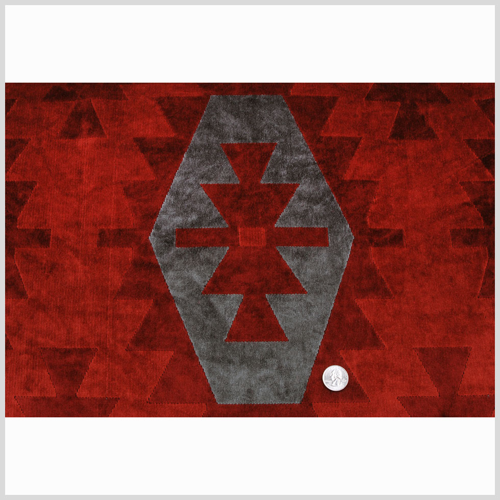 Red Geometric Velvet - Full