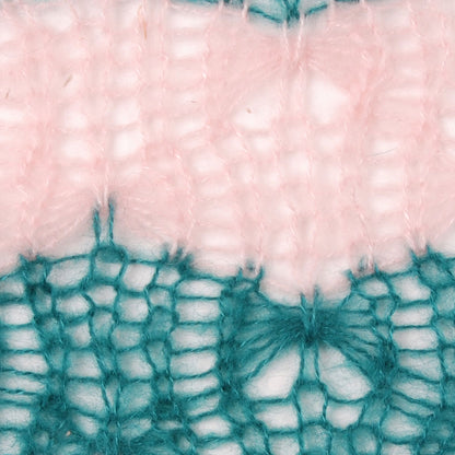 Baby Pink and Teal Blended Wool Crochet Knit Detail