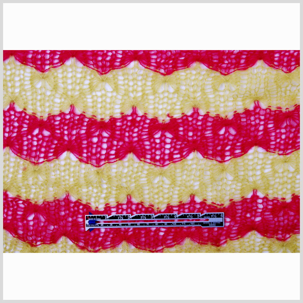 Chartreuse and Raspberry Blended Wool Crochet Knit Full