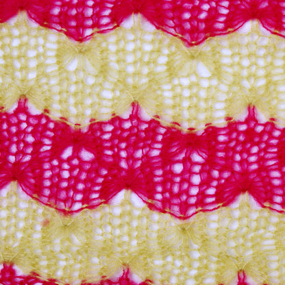 Chartreuse and Raspberry Blended Wool Crochet Knit