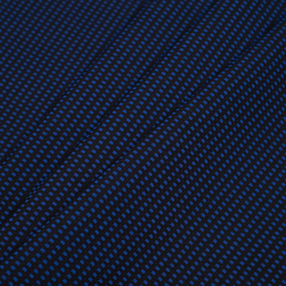 Geometric Black and Blue Blended Cotton Woven - Folded