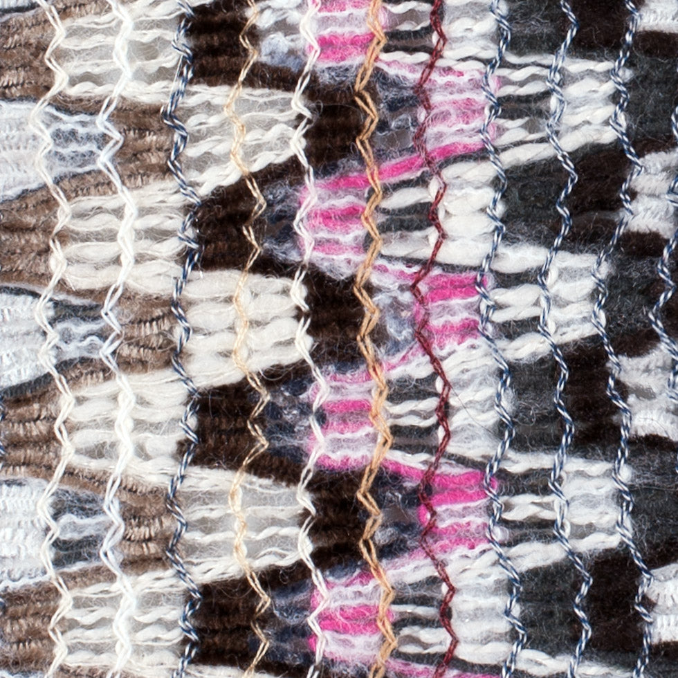Italian Pink & Gray Multicolor Soft Flamestitch Wool Knit Detail