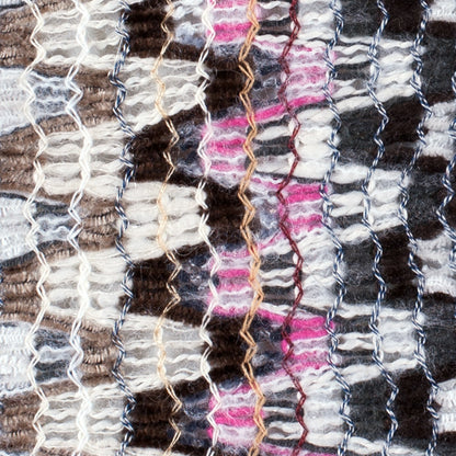 Italian Pink & Gray Multicolor Soft Flamestitch Wool Knit Detail