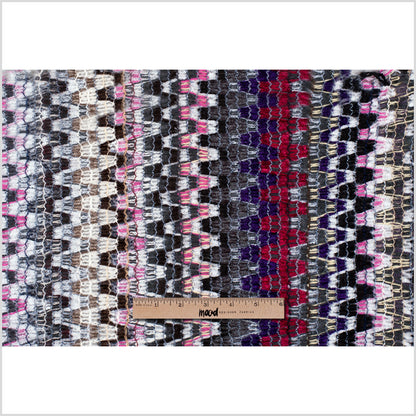 Italian Pink & Gray Multicolor Soft Flamestitch Wool Knit Full