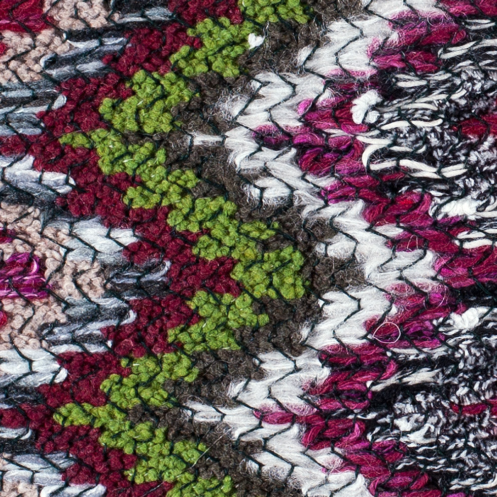 Italian Ivory & Green Multicolor Flamestitch Wool Knit Detail