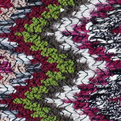 Italian Ivory & Green Multicolor Flamestitch Wool Knit Detail