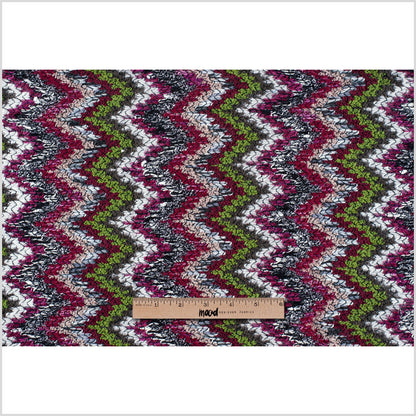 Italian Ivory & Green Multicolor Flamestitch Wool Knit Full