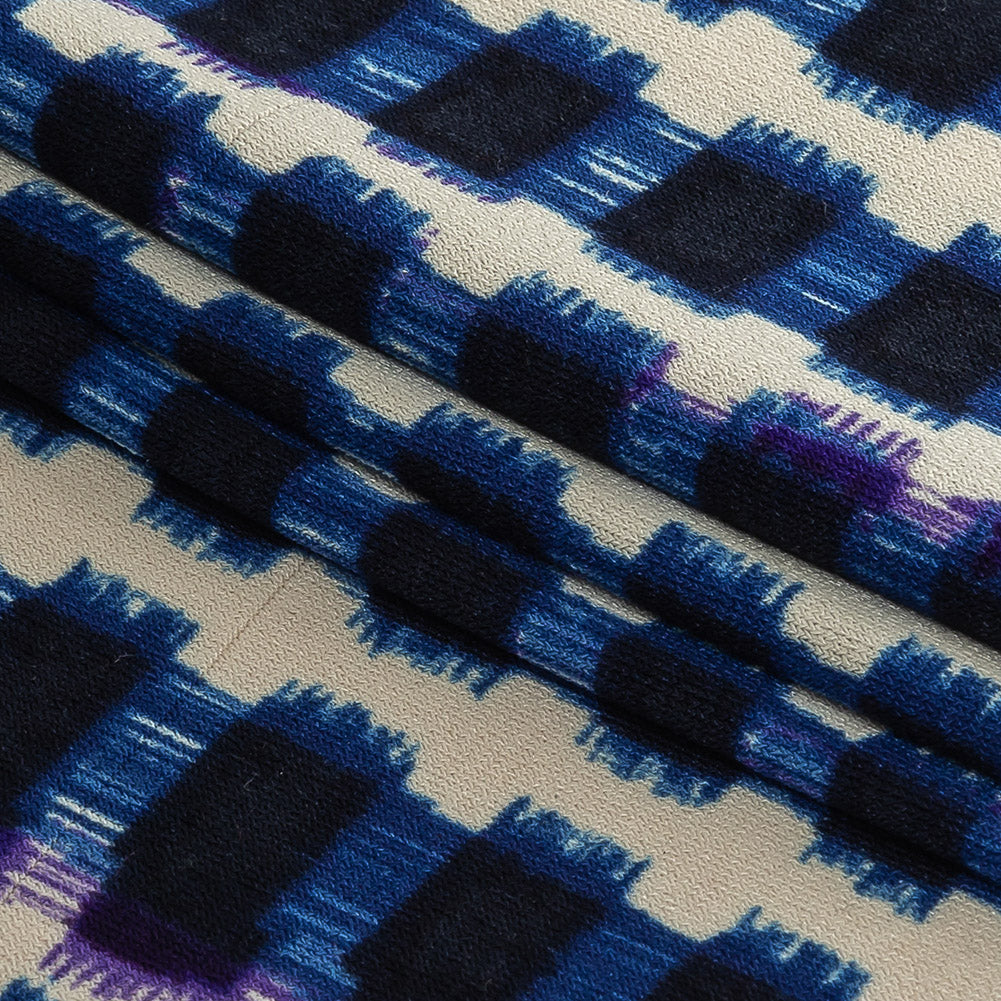 Navy, Purple, and Turtledove Geometric Polyester Jersey - Folded