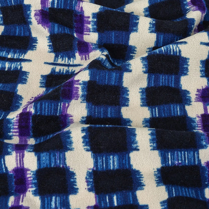 Navy, Purple, and Turtledove Geometric Polyester Jersey - Detail