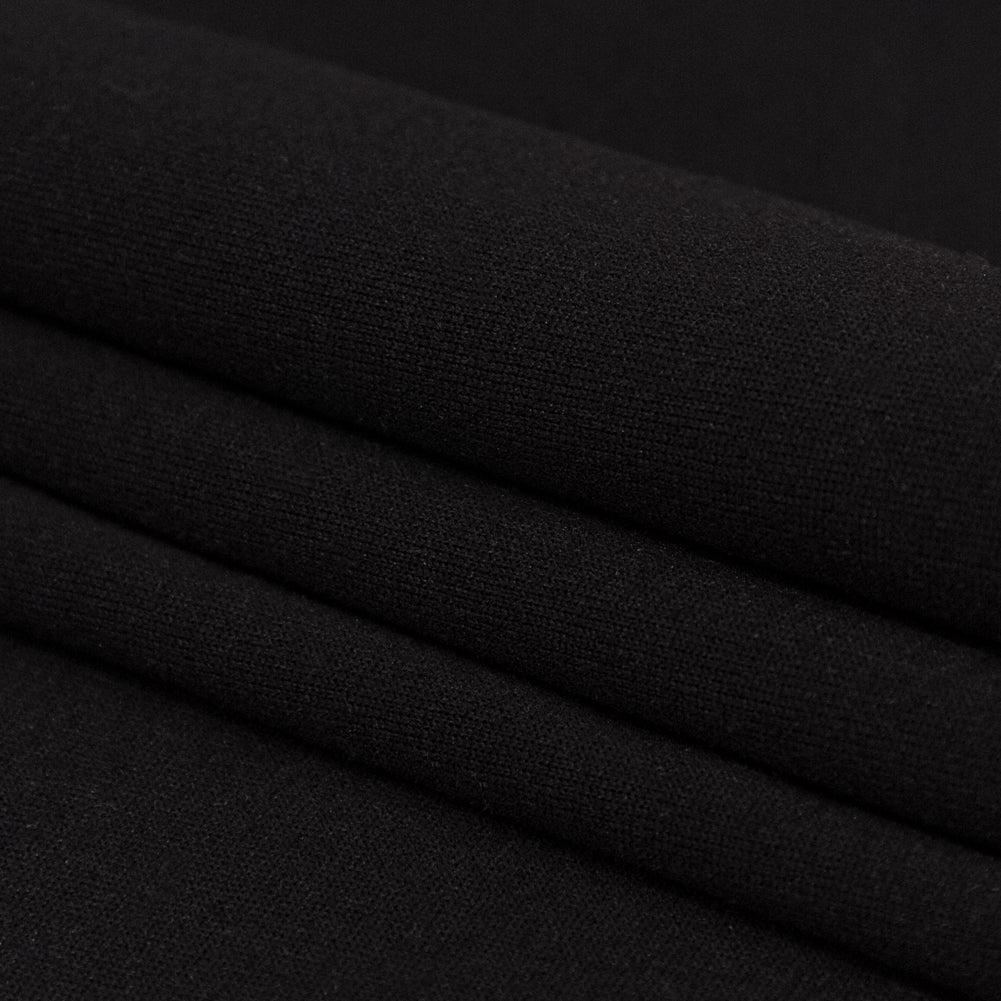 Black Polyester Knit Fleece Folded
