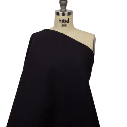 Navy Textured Polyester Woven Bonded to Gray Brushed Cotton Coating - Drape