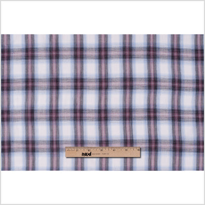 Famous NYC Designer Sky Blue/Rose Plaid Cotton Voile Full