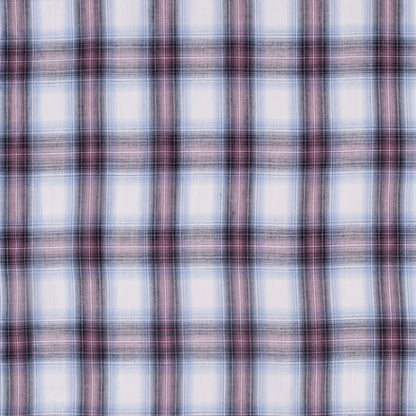 Famous NYC Designer Sky Blue/Rose Plaid Cotton Voile
