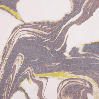 Brown and Pale Beige Swirling Lava Silk Chiffon Print