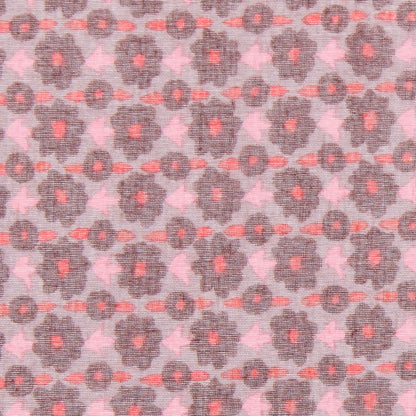 Famous NYC Designer Retro Floral Pink and Brown Silk Gauze - Detail