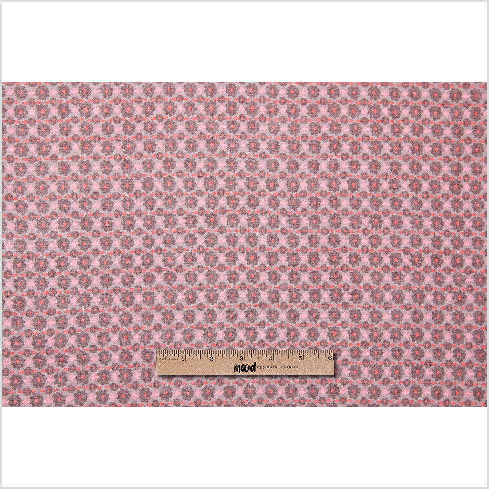 Famous NYC Designer Retro Floral Pink and Brown Silk Gauze - Full