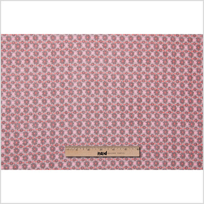 Famous NYC Designer Retro Floral Pink and Brown Silk Gauze - Full