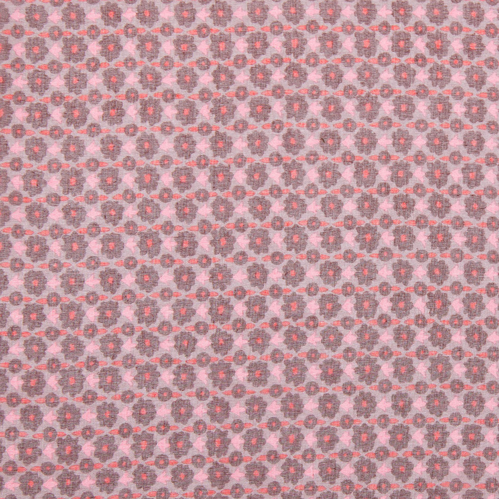 Famous NYC Designer Retro Floral Pink and Brown Silk Gauze