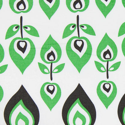 Green and Black Retro-Style Stretch Cotton Print - Detail