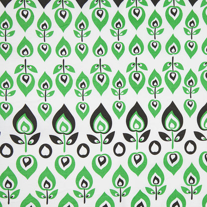 Green and Black Retro-Style Stretch Cotton Print