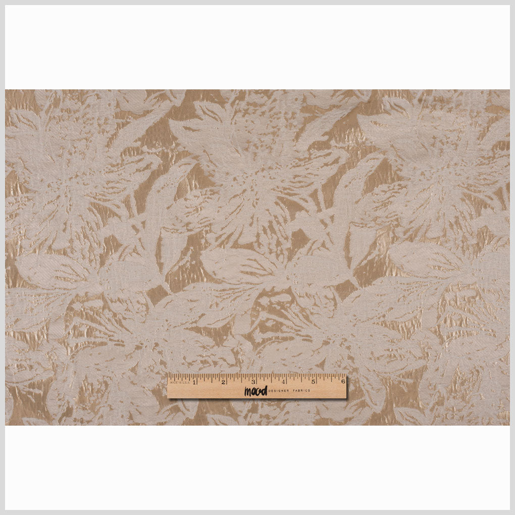 Metallic Gold Floral Silk-Viscose Brocade Full