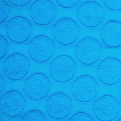 Bright Aqua Polka Dots Embroidered Cotton Voile