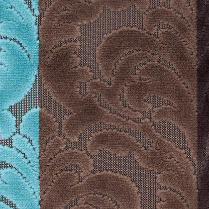 Browns and Aqua Striped/Floral Cut Velvet Detail