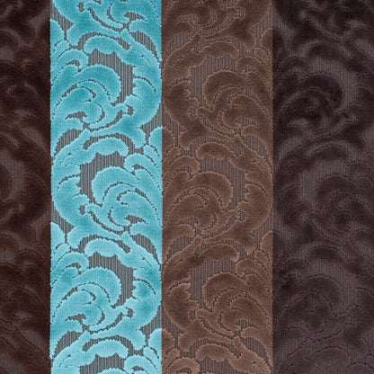 Browns and Aqua Striped/Floral Cut Velvet