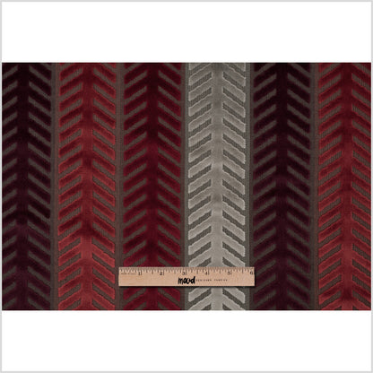 Burgundy and Taupe Geometric Cut Velvet Full
