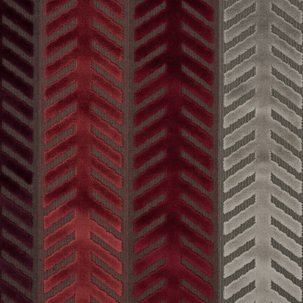 Burgundy and Taupe Geometric Cut Velvet