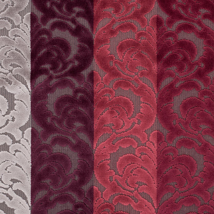 Deep Reds and Taupe Striped/Floral Cut Velvet