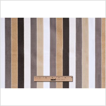 Beige and Gray Striped Velvet Full