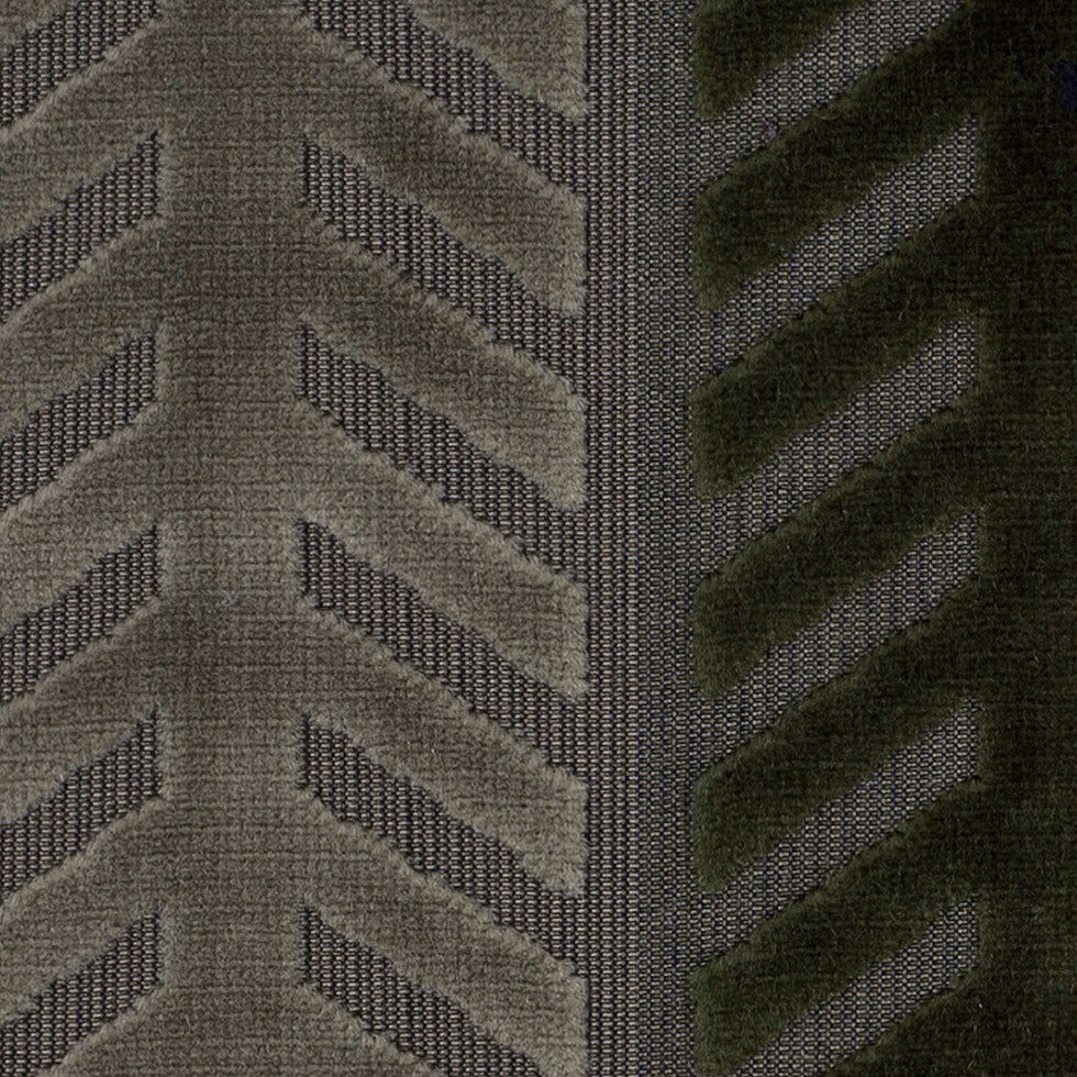 Brown and Green Geometric Cut Velvet - Detail