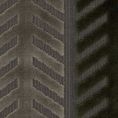 Brown and Green Geometric Cut Velvet - Detail